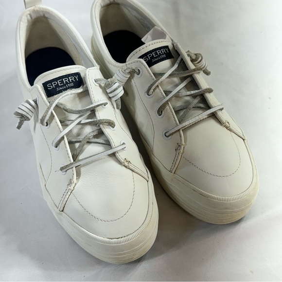 Sperry Crest Vibe Platform White Leather Sneakers - Picture 3 of 7